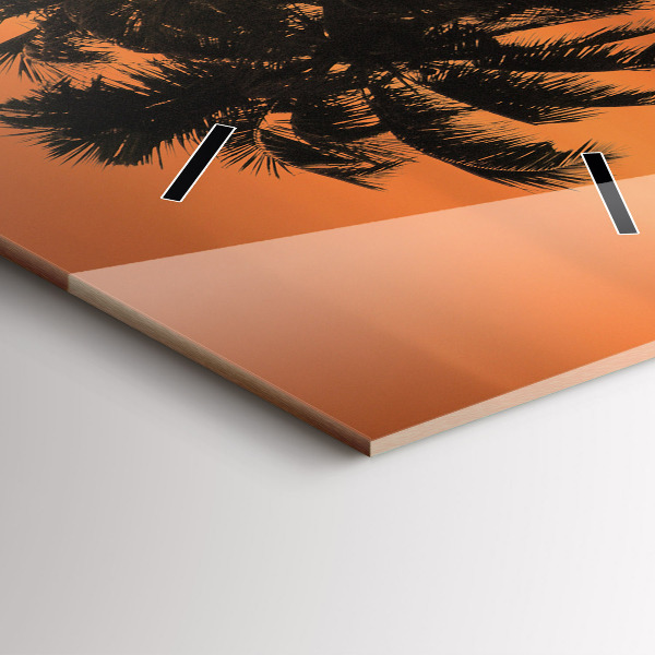 Ceas vertical de perete din sticlă Apus de soare și palmieri