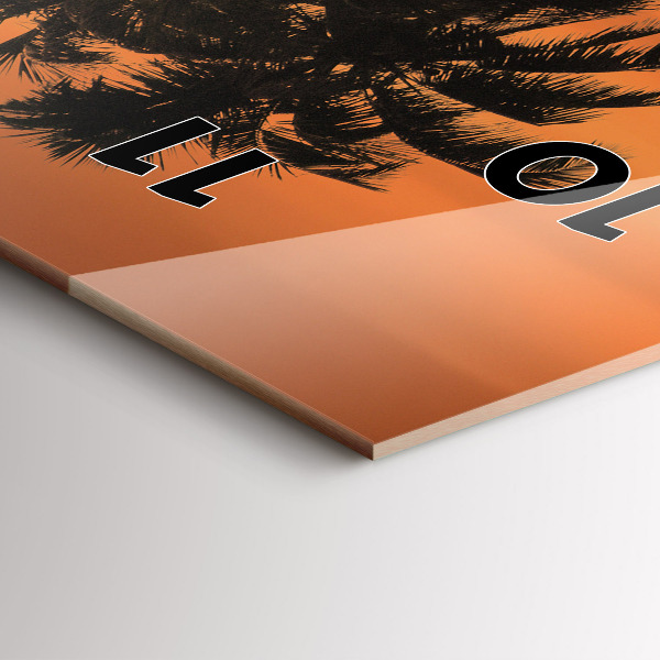 Ceas vertical de perete din sticlă Apus de soare și palmieri