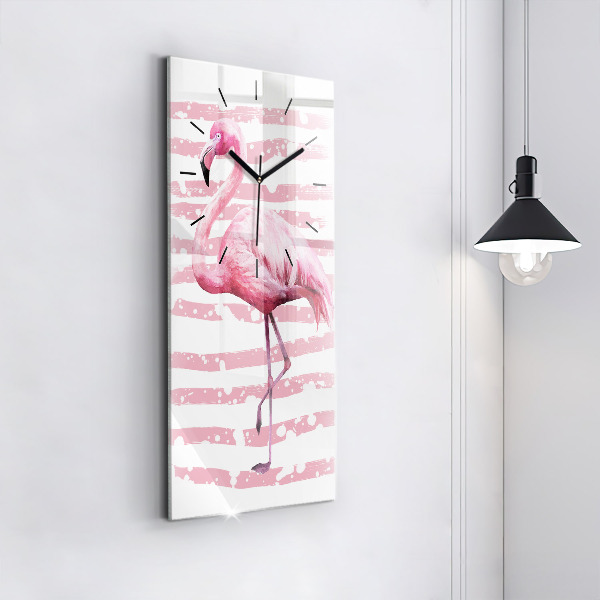 Ceas vertical de perete din sticlă Grafica Flamingo