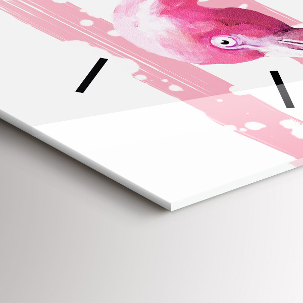 Ceas vertical de perete din sticlă Grafica Flamingo