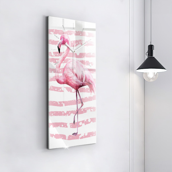 Ceas vertical de perete din sticlă Grafica Flamingo