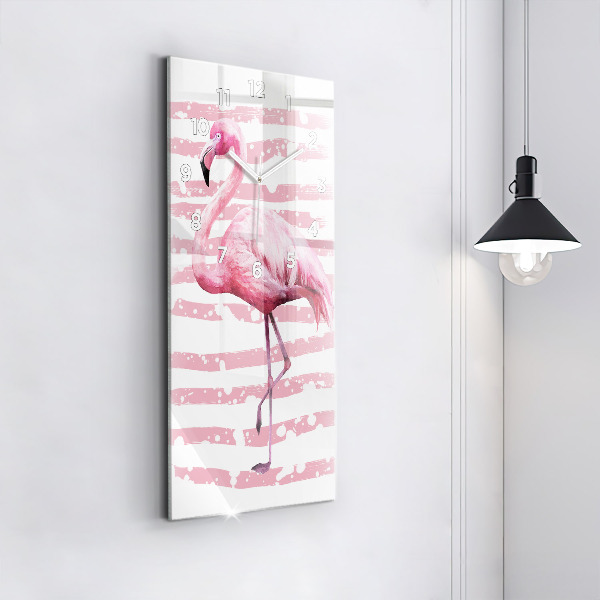 Ceas vertical de perete din sticlă Grafica Flamingo