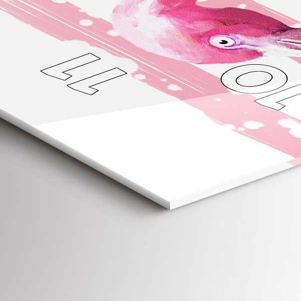 Ceas vertical de perete din sticlă Grafica Flamingo