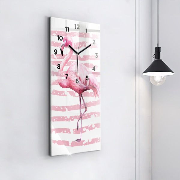 Ceas vertical de perete din sticlă Grafica Flamingo