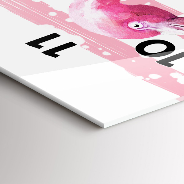 Ceas vertical de perete din sticlă Grafica Flamingo