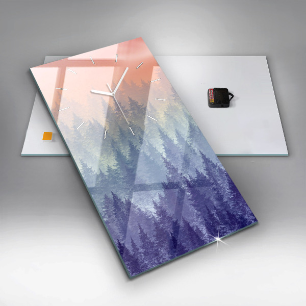 Ceas vertical de perete din sticlă Pădure în ceață