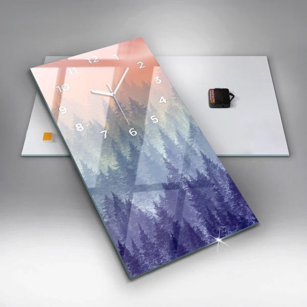 Ceas vertical de perete din sticlă Pădure în ceață