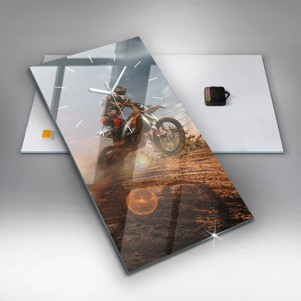 Ceas vertical de perete din sticlă Bărbat pe motocicletă