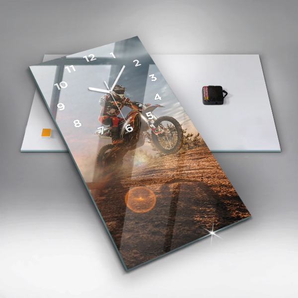 Ceas vertical de perete din sticlă Bărbat pe motocicletă