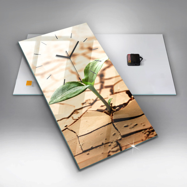 Ceas vertical de perete din sticlă Plantați în sol uscat