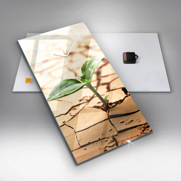 Ceas vertical de perete din sticlă Plantați în sol uscat