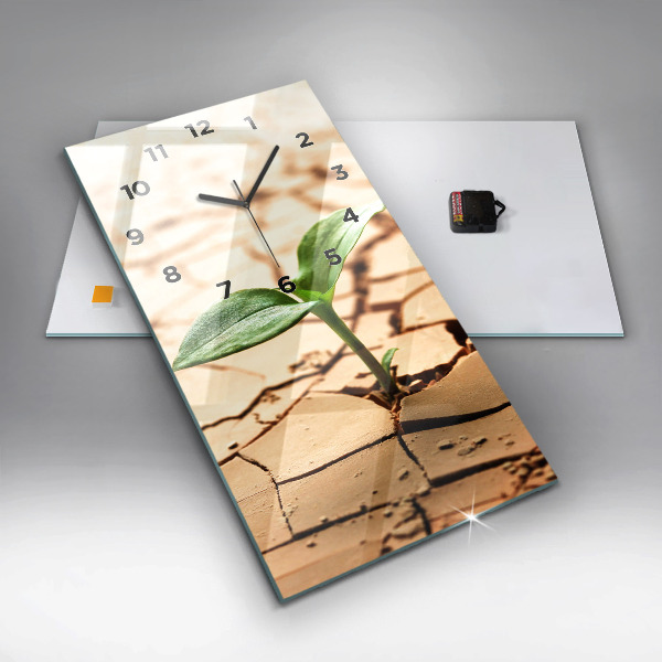 Ceas vertical de perete din sticlă Plantați în sol uscat