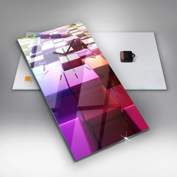 Ceas vertical de perete din sticlă Cuburi colorate