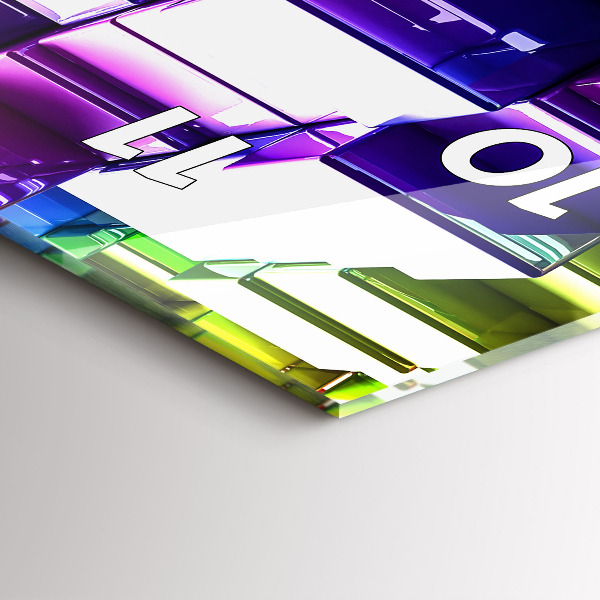 Ceas vertical de perete din sticlă Cuburi colorate