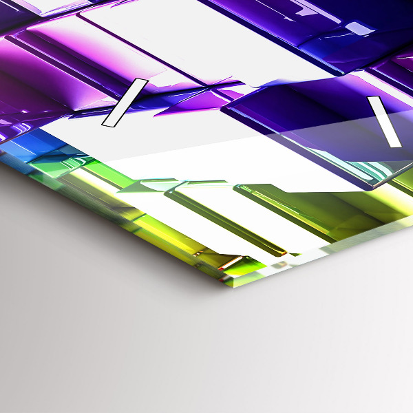 Ceas vertical de perete din sticlă Cuburi colorate