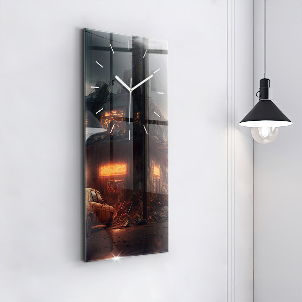 Ceas vertical de perete din sticlă Clădire apocaliptică