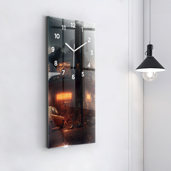 Ceas vertical de perete din sticlă Clădire apocaliptică