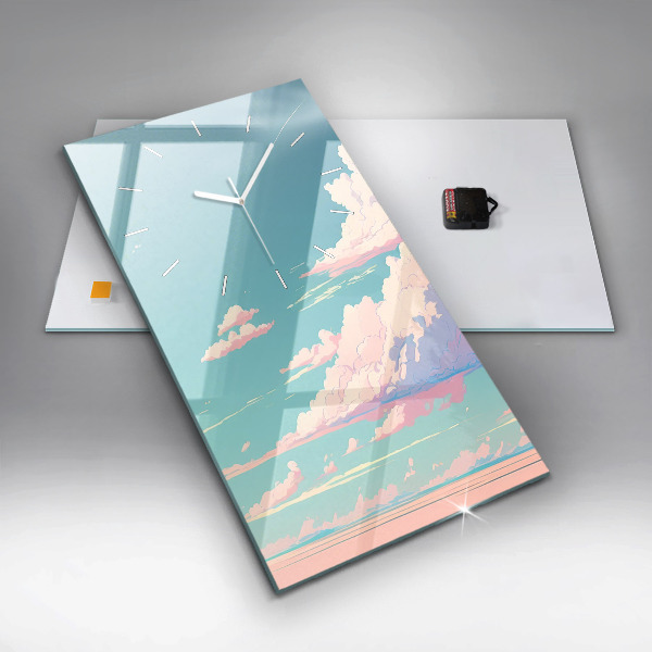 Ceas vertical de perete din sticlă Culoarea pastelată a cerului