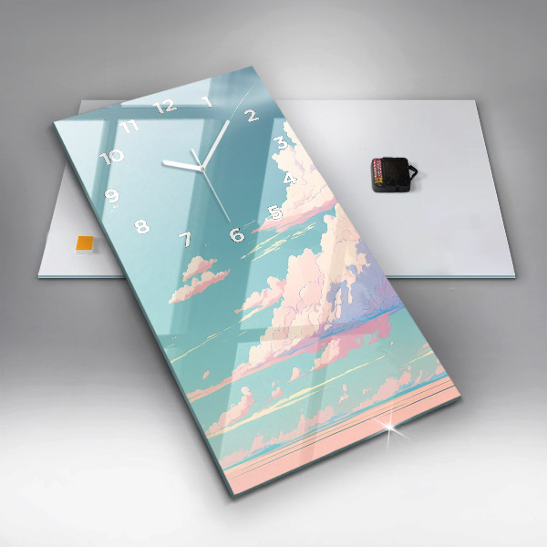 Ceas vertical de perete din sticlă Culoarea pastelată a cerului