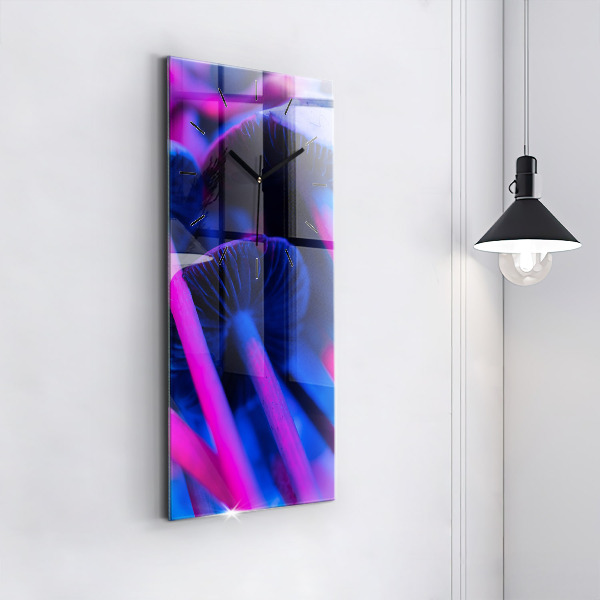 Ceas vertical de perete din sticlă Ciuperci magice colorate