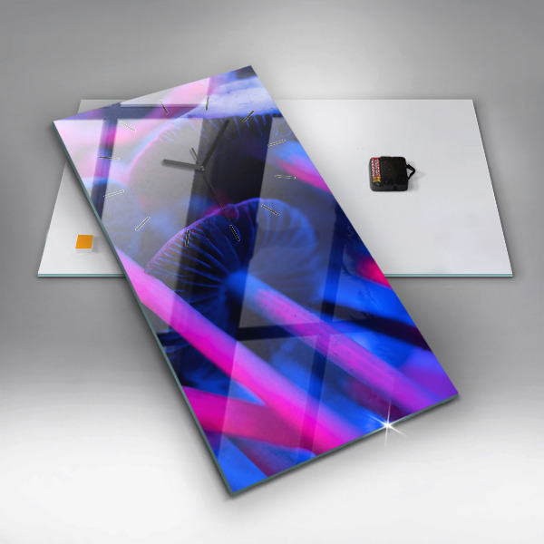 Ceas vertical de perete din sticlă Ciuperci magice colorate