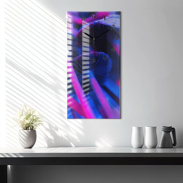 Ceas vertical de perete din sticlă Ciuperci magice colorate