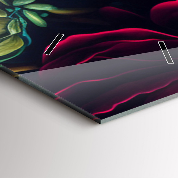 Ceas vertical de perete din sticlă Buchet de flori vintage