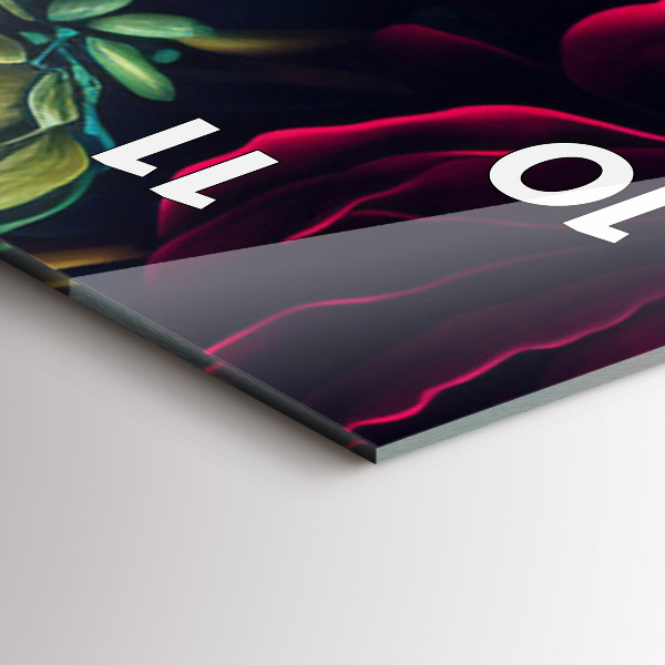 Ceas vertical de perete din sticlă Buchet de flori vintage