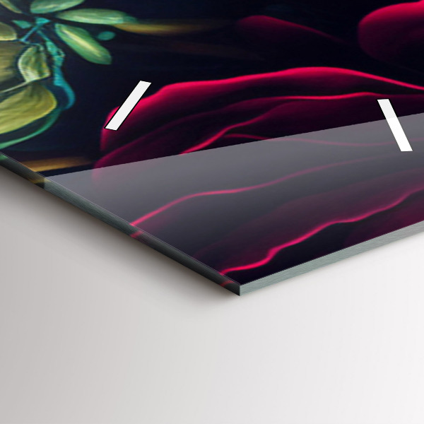 Ceas vertical de perete din sticlă Buchet de flori vintage