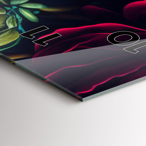 Ceas vertical de perete din sticlă Buchet de flori vintage