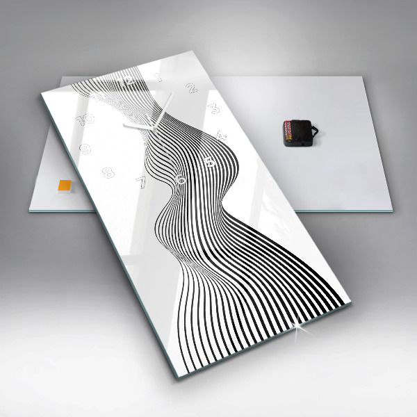 Ceas vertical de perete din sticlă Arta alb-negru