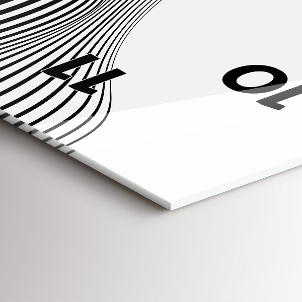 Ceas vertical de perete din sticlă Arta alb-negru