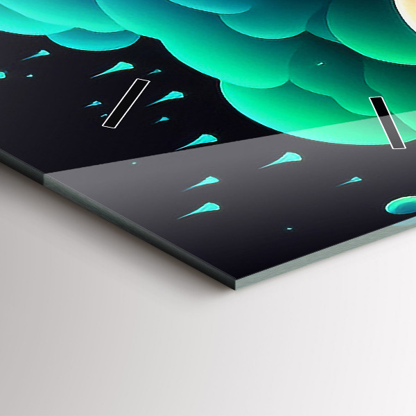 Ceas vertical de perete din sticlă Ciuperci neon