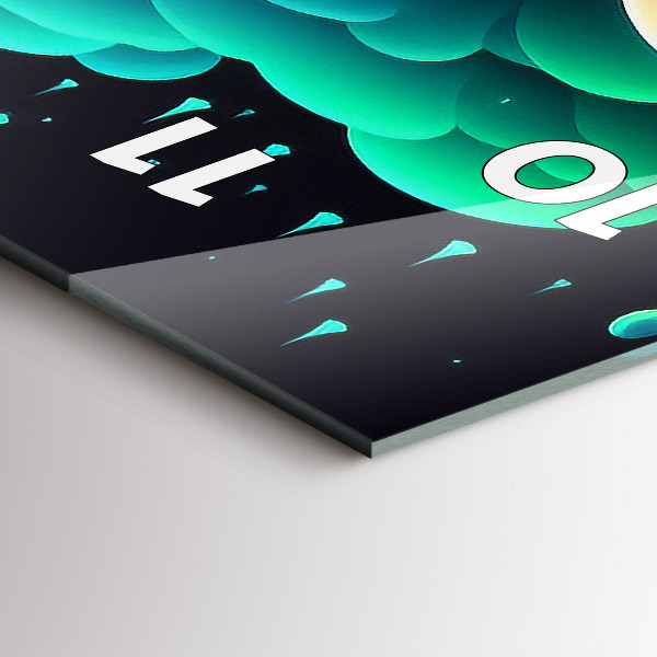 Ceas vertical de perete din sticlă Ciuperci neon