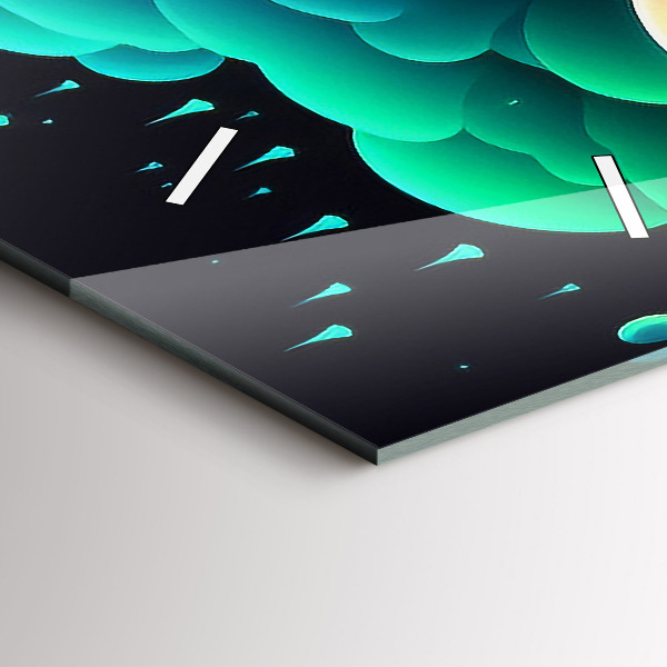 Ceas vertical de perete din sticlă Ciuperci neon