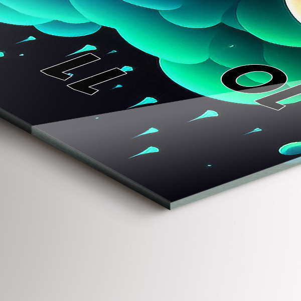 Ceas vertical de perete din sticlă Ciuperci neon