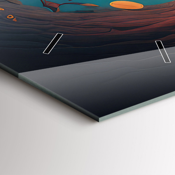 Ceas vertical de perete din sticlă Pădure și ciuperci magice