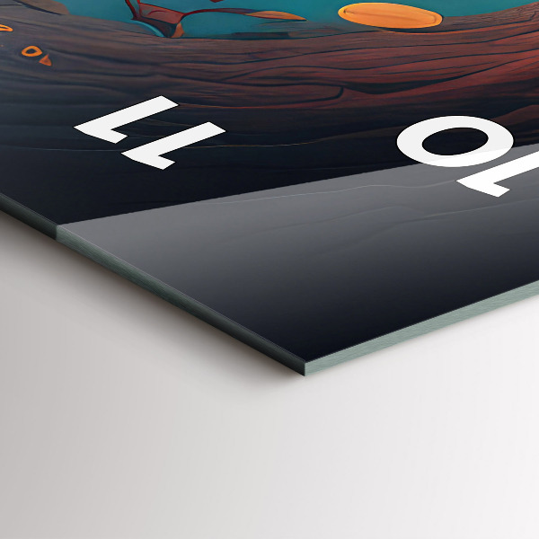 Ceas vertical de perete din sticlă Pădure și ciuperci magice