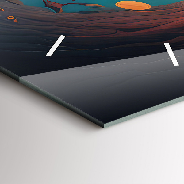 Ceas vertical de perete din sticlă Pădure și ciuperci magice