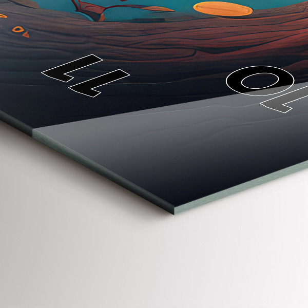 Ceas vertical de perete din sticlă Pădure și ciuperci magice