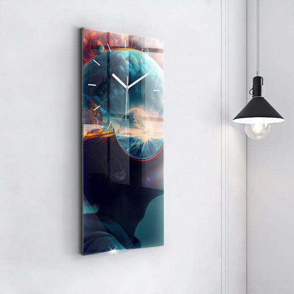 Ceas vertical de perete din sticlă Lumea futuristă