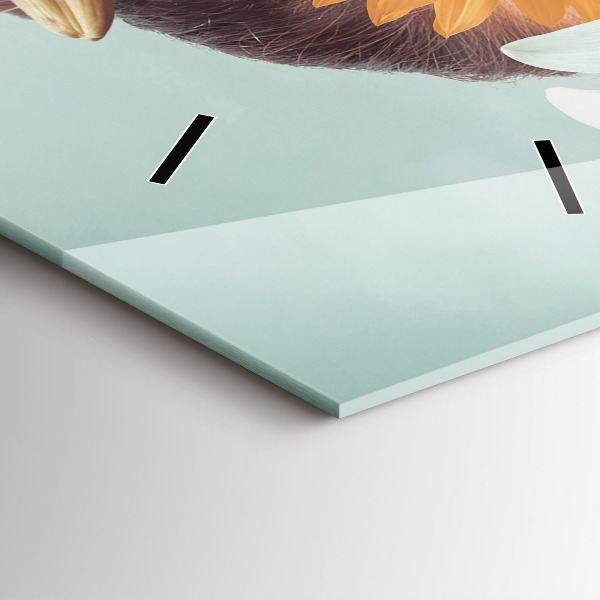 Ceas vertical de perete din sticlă Femeie cu flori