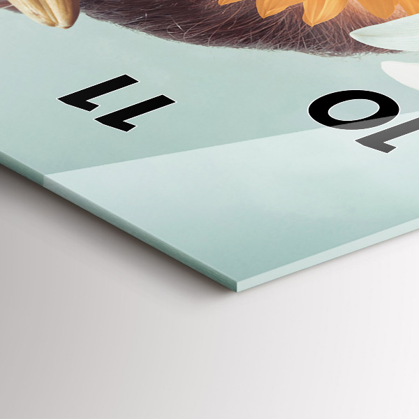 Ceas vertical de perete din sticlă Femeie cu flori