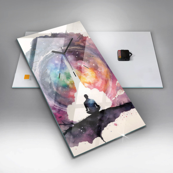 Ceas vertical de perete din sticlă Meditație stil de viață