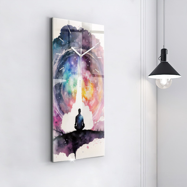 Ceas vertical de perete din sticlă Meditație stil de viață