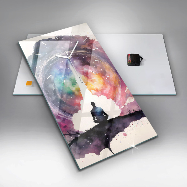 Ceas vertical de perete din sticlă Meditație stil de viață