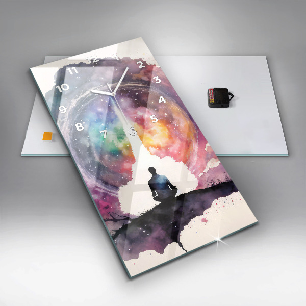 Ceas vertical de perete din sticlă Meditație stil de viață