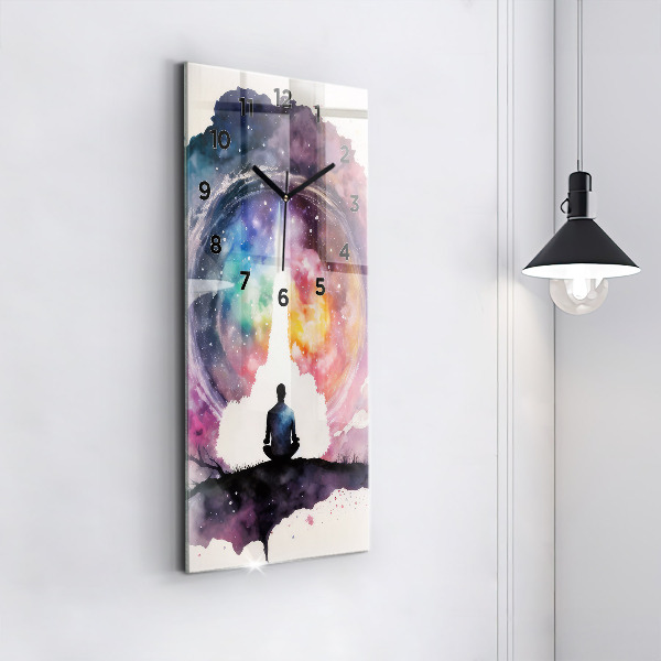 Ceas vertical de perete din sticlă Meditație stil de viață