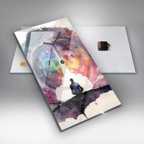 Ceas vertical de perete din sticlă Meditație stil de viață