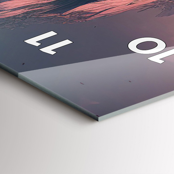 Ceas vertical de perete din sticlă Pădure și munți magici